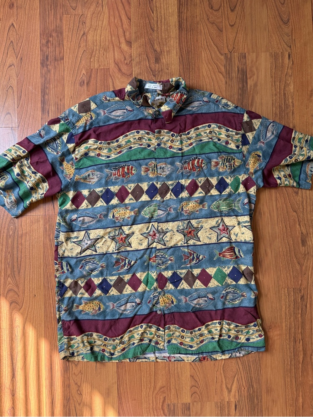 Vintage 90s Multicolor Patterned Short Sleeve Men's Shirt Hawaiian Style